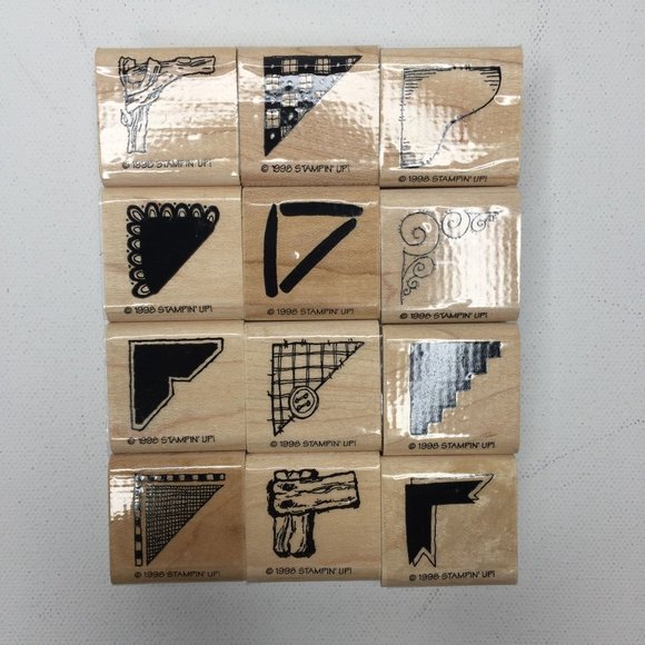 Stampin' Up 1998 Corners Rubber Stamp Set Scrapbooking Album Craft Quilt Ribbon - Picture 3 of 6